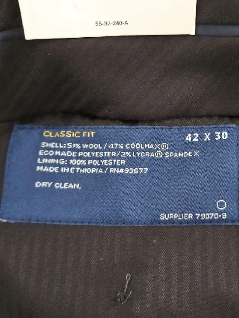 Stafford Black Men’s Dress Pants 42x30 NWT Coolmax With Stretch Waist Black - Picture 8 of 8